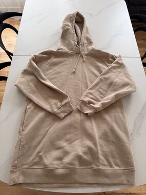 Aritzia TNA Beige Hooded Pullover Sweatshirt